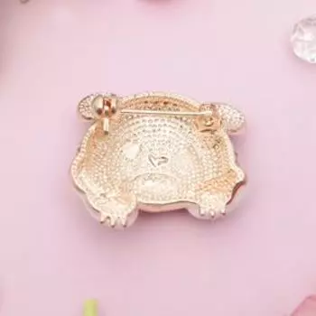 Брошь «Панда» милая, цвет белый в золоте