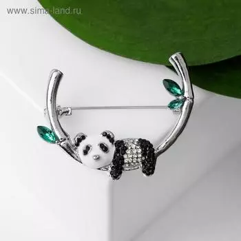Брошь "Пандочка" сонная, цветная в серебре