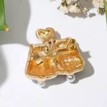 Брошь "Пандочки", цветная в золоте