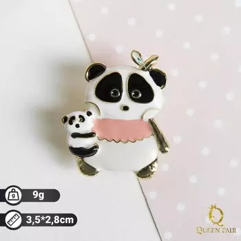 Брошь «Панды», цветная в золоте