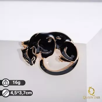 Брошь «Пантера», цвет чёрный в золоте