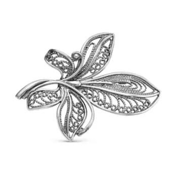 Брошь "Папоротник", посеребрение с оксидированием