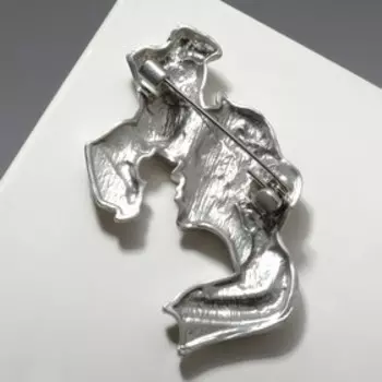 Брошь "Пара" бюсты, цвет матовое серебро