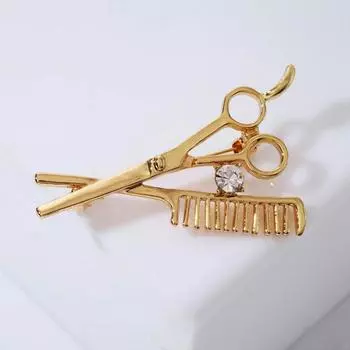 Брошь «Парикмахер», цвет белый в золоте