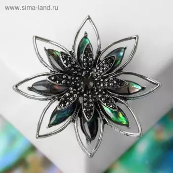 Брошь-кулон «Галиотис» магнолия, зелёная в чернёном серебре