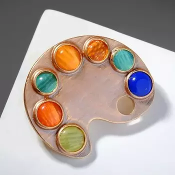 Брошь-подвеска "Палитра", цветная в золоте