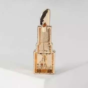 Брошь "Помада", цвет красно-белый в золоте