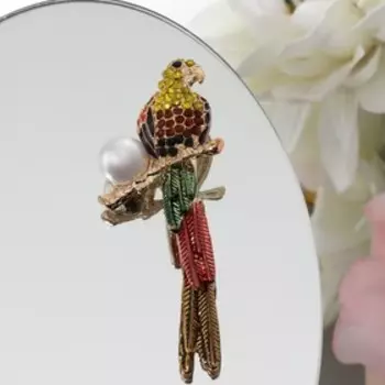 Брошь «Попугай» ара, цветная в золоте
