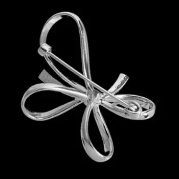 Брошь посеребрение с оксидированием "Бантик"