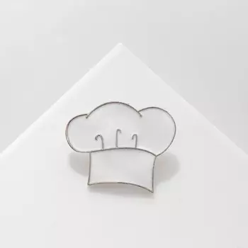 Брошь "Поварской колпак", цвет белый в серебре