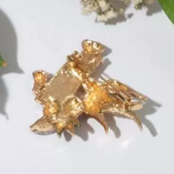 Брошь "Птенчик" с посланием, цветная в золоте