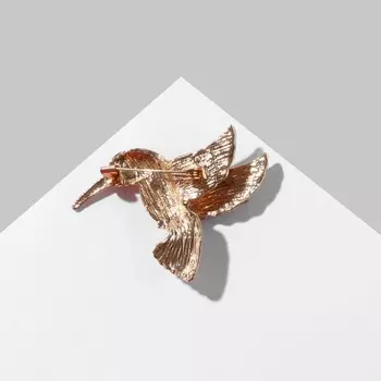 Брошь «Птица» колибри, цветная в золоте