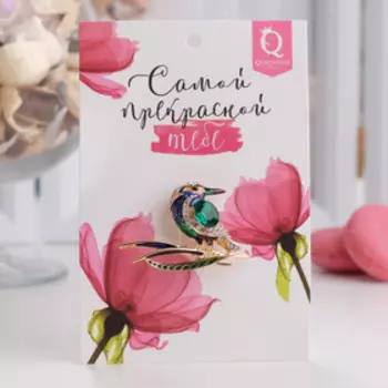 Брошь «Птица» Лори, цветная в золоте