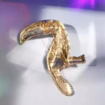 Брошь "Птица" тропическая, цветная в золоте