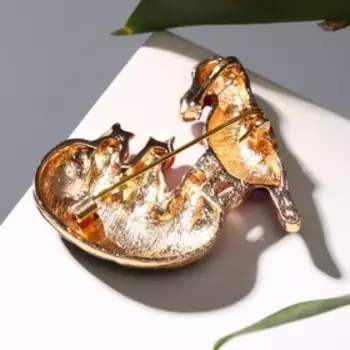 Брошь "Птичье гнёздышко", цветная в золоте