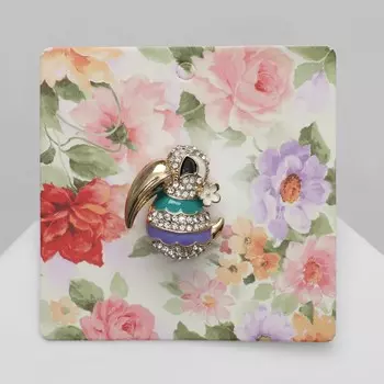 Брошь «Птичка» необычная, цветная в золоте