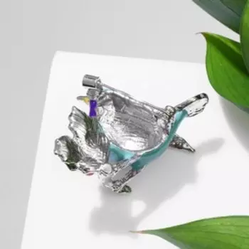 Брошь "Птичка" с ягодками, цветная в серебре