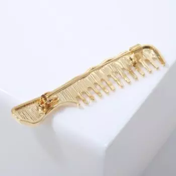 Брошь "Расчёска", цвет золото