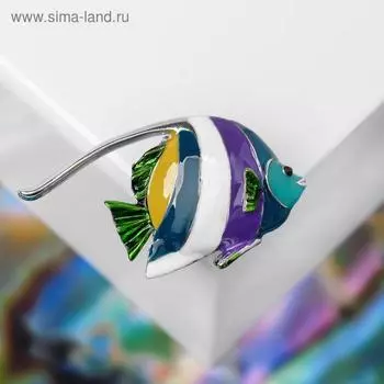 Брошь «Рыбка», цветная в серебре