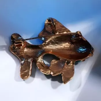 Брошь "Рыбка" морская, цветная в золоте