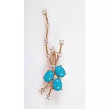 Брошь с бирюзой "Фея", позолота с родированием