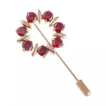 Брошь с гранатом "Неделя", позолота с родированием