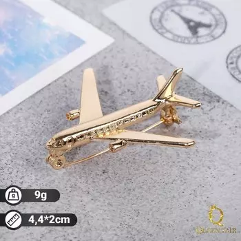 Брошь «Самолёт» цвет золото