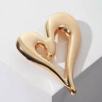 Брошь "Сердце" абстракт, цвет золото