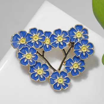 Брошь "Сердце" из цветов, цветная в золоте