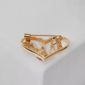 Брошь "Сердце" кардиограмма, цвет красный в золоте