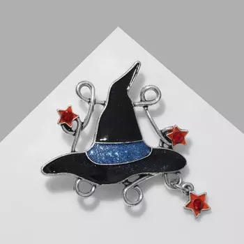 Брошь "Шляпа" ведьмовская, цветная в серебре