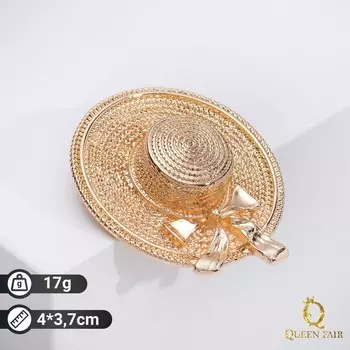 Брошь «Шляпка», цвет золото