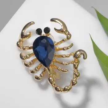 Брошь «Скорпион» капля, цвет чёрно-синий в золоте