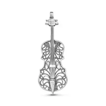 Брошь «Скрипка» посеребрение с оксидированием