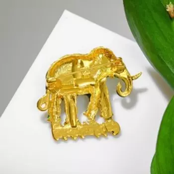 Брошь "Слон" индийский, цветной в золоте