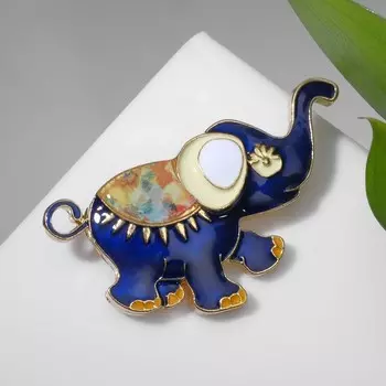 Брошь "Слон" с накидкой, цветная в золоте