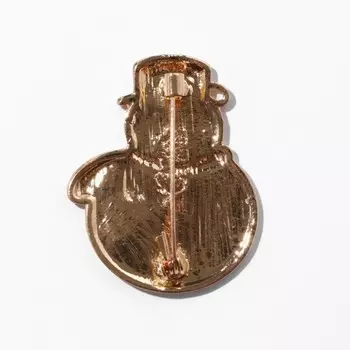 Брошь «Снеговик» круглый, цветная в золоте