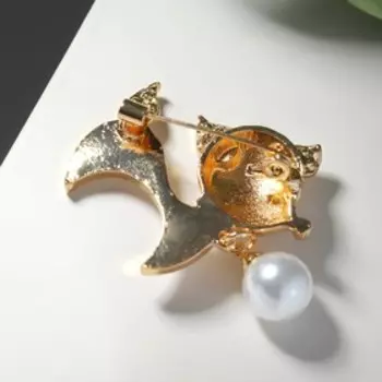 Брошь "Собачка" мини, цвет белый в золоте