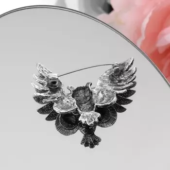 Брошь «Сова», цвет фиолетовый в чернёном серебре