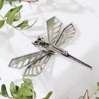 Брошь "Стрекоза" геометрия, цвет серебро