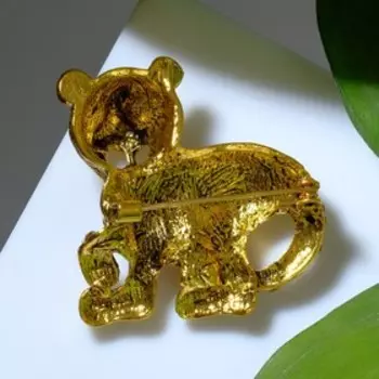 Брошь "Тигр" стоящий, цвет белый в золоте