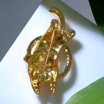 Брошь "Тигр" в кольце, цвет чёрно-оранжевый в золоте