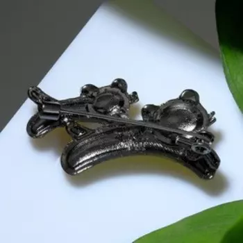 Брошь "Тигры", цвет оранжево-чёрный в сером металле