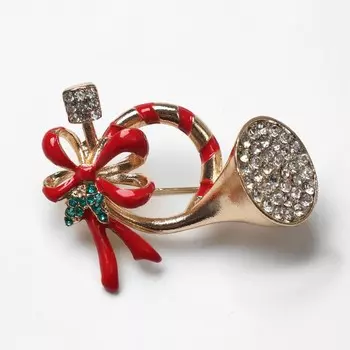 Брошь "Труба", цветная в золоте