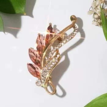 Брошь "Веточка" с петлёй, цвет бело-золотой в золоте