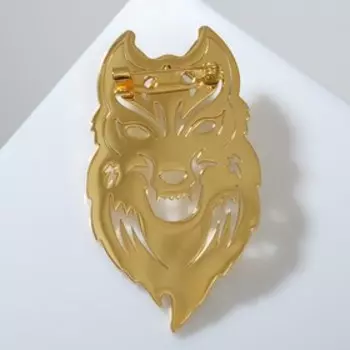 Брошь "Волк" орнамент, цвет золото