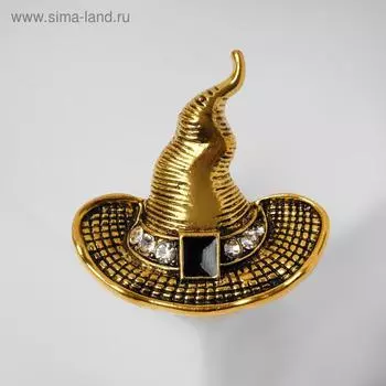 Брошь "Волшебная шляпа", цвет чёрно-белый в чернёном золоте