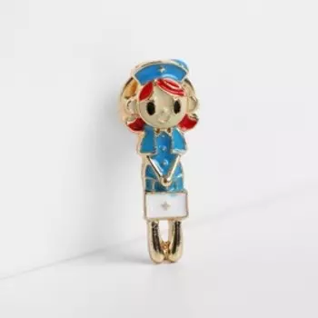 Брошь «Врач-терапевт», цветная в золоте