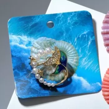 Брошь "Вселенная" хвост русалки, цветная в золоте