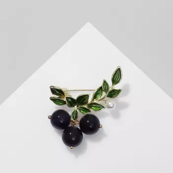 Брошь «Ягоды» аметист, цвет фиолетово-зелёный в золоте